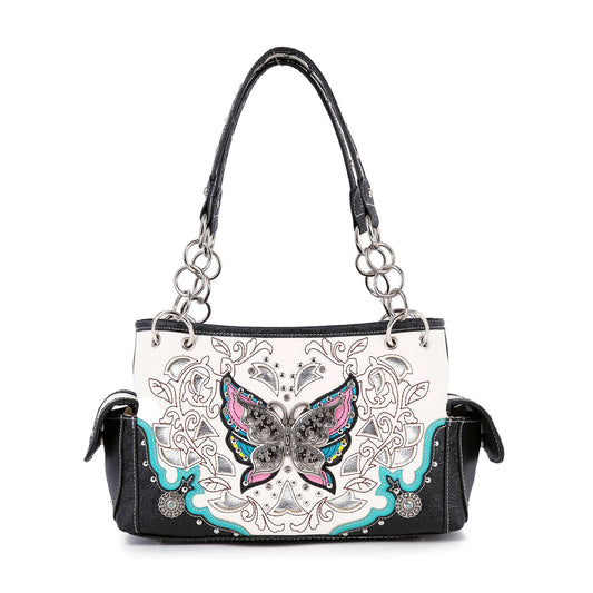 Colorful Butterfly Patterned Western Style Handbag