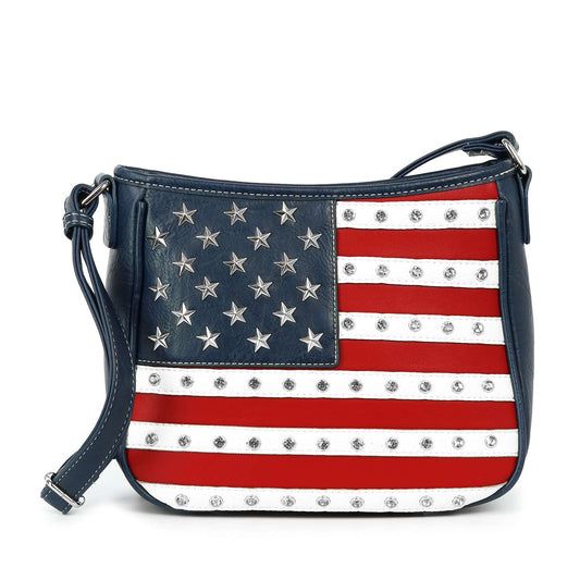 American Flag Studded Stone Shoulder Bag