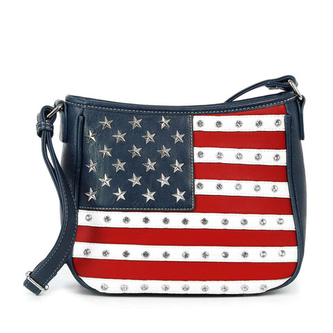 American Flag Studded Stone Shoulder Bag
