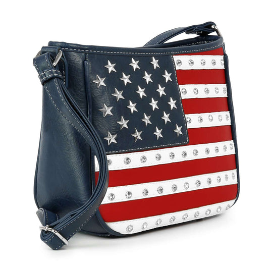 American Flag Studded Stone Shoulder Bag
