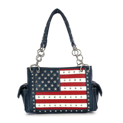 Classic American Flag Studded Shoulder Bag