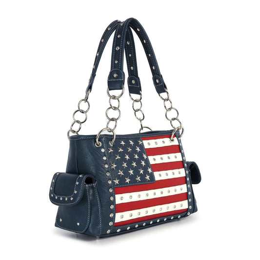 Classic American Flag Studded Shoulder Bag