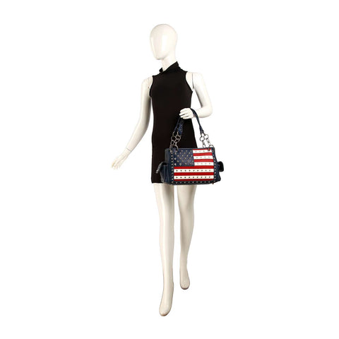 Classic American Flag Studded Shoulder Bag