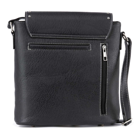 Decorative Skull Accented Top Flap Crossbody Sling