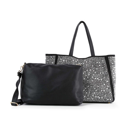 Two In One Sparkling Rhinestone Tote Set