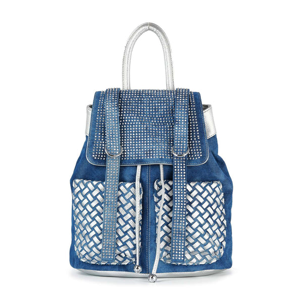 Rhinestone Basketweave Drawstring Backpack – handbagexpress display picture 2