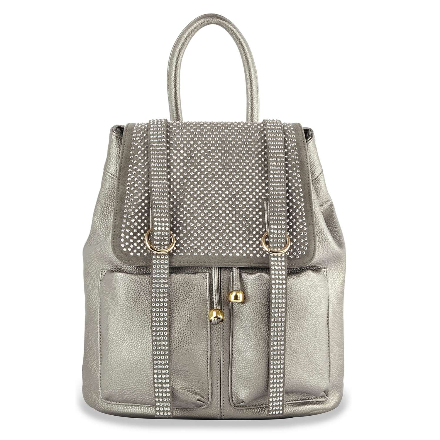 Rhinestone Accent Fashion Backpack - Navy – handbagexpress