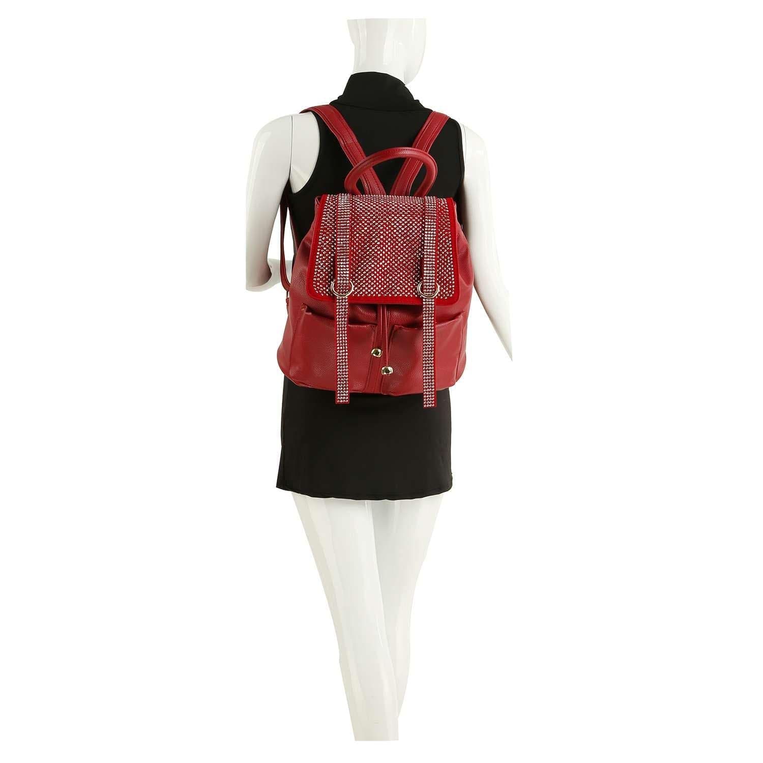 Rhinestone Accent Fashion Backpack - Navy#N# – handbagexpress