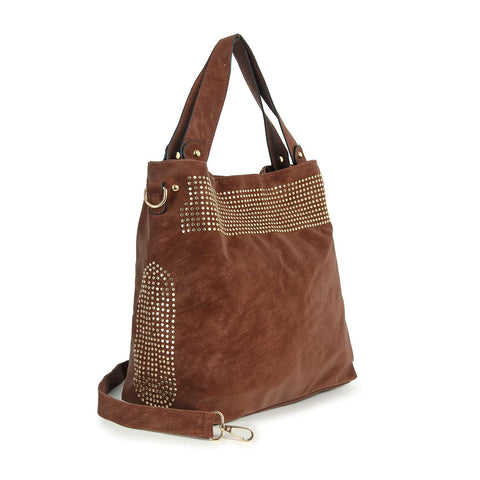 Tall Studded Classic Tote Handbag