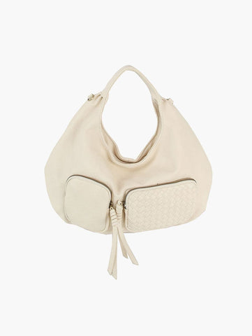 Woven Accent Front Pocket Hobo Handbag