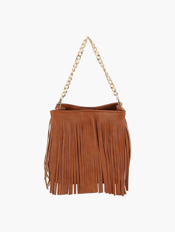 Fringe Accent Hobo Handbag