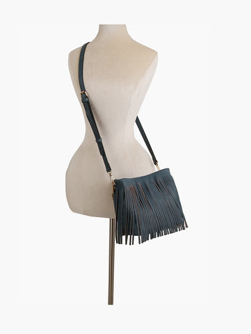 Fringe Accent Hobo Handbag