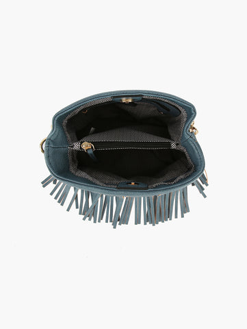 Fringe Accent Hobo Handbag