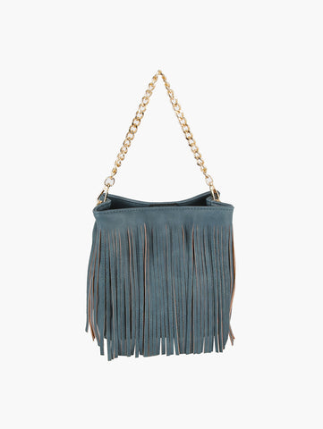 Fringe Accent Hobo Handbag