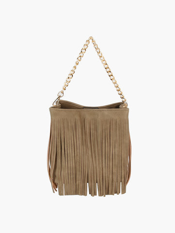 Fringe Accent Hobo Handbag