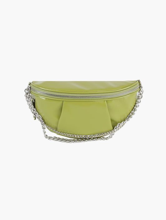 Pleated Chain Accented Crossbody Sling