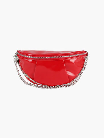 Pleated Chain Accented Crossbody Sling