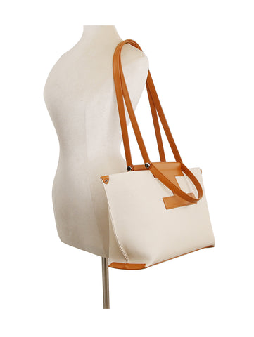 Modern Trim Accented Tote Bag