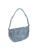 Studded Distressed Denim Hobo Handbag