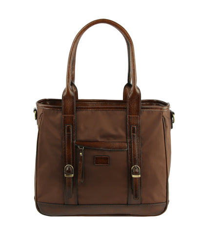 Trim Accented Classic Tall Tote Handbag