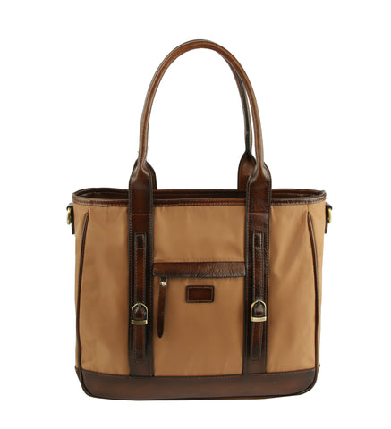 Trim Accented Classic Tall Tote Handbag