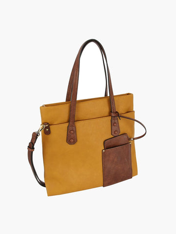 Two Toned Tall Tote Handbag