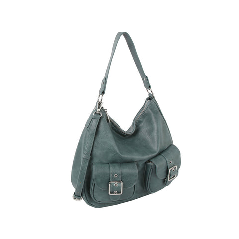 Cargo hobo shoulder bag with buckle front pocket detail