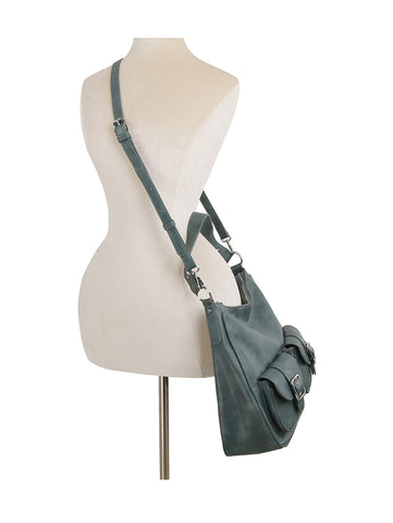 Cargo hobo shoulder bag with buckle front pocket detail