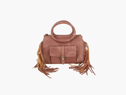 Fringe Accented Hand Tote Crossbody