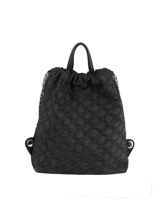 Quilted Design Denim Chain Backpack