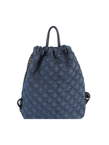 Quilted Design Denim Chain Backpack