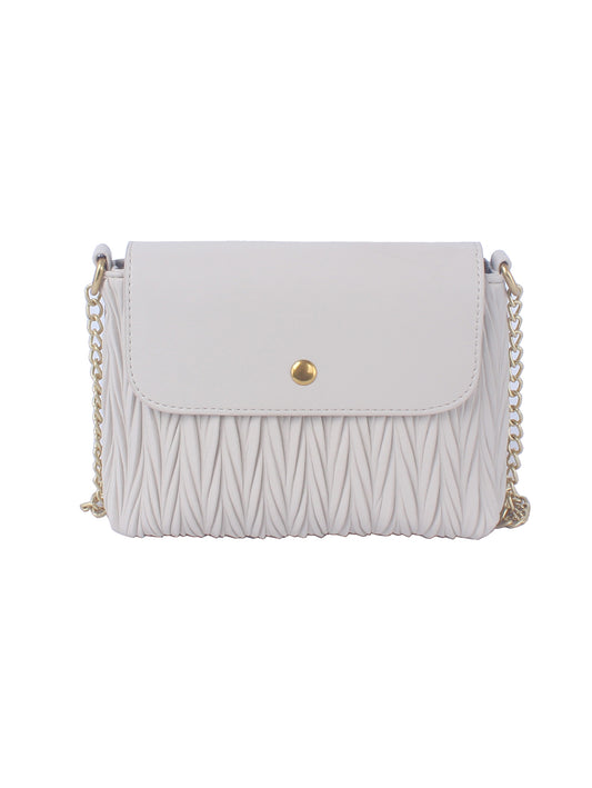 Embossed Front Flap Shoulder Bag