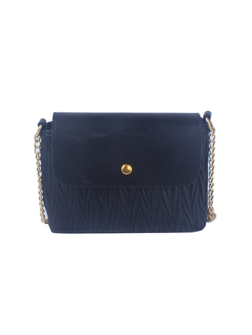 Embossed Front Flap Shoulder Bag