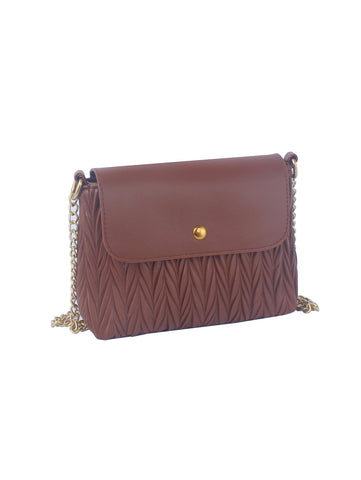 Embossed Front Flap Shoulder Bag