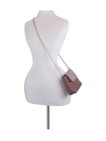 Embossed Front Flap Shoulder Bag