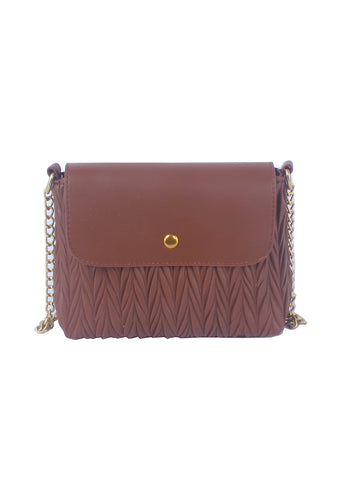 Embossed Front Flap Shoulder Bag