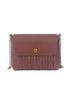 Embossed Front Flap Shoulder Bag
