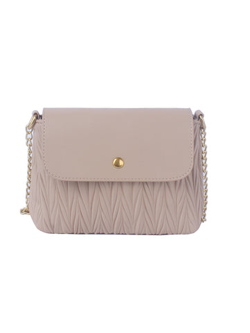 Embossed Front Flap Shoulder Bag