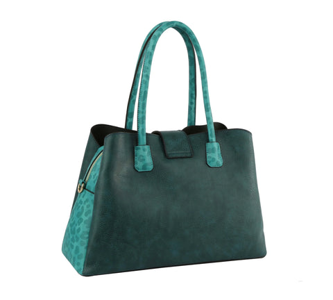 Leopard Accented Tote Handbag Set