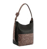 Leopard Accented Tall Hobo Handbag