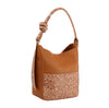 Leopard Accented Tall Hobo Handbag