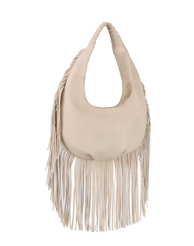 Gorgeous Fringe Accented Hobo Handbag