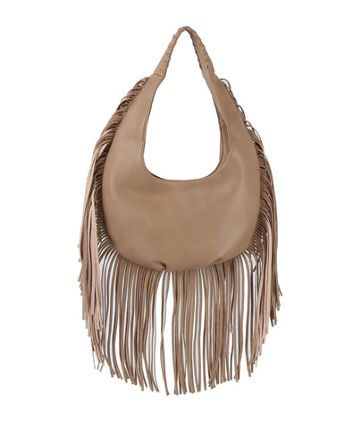 Gorgeous Fringe Accented Hobo Handbag