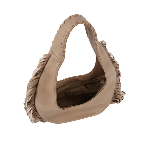 Gorgeous Fringe Accented Hobo Handbag