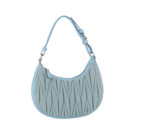 Quilted Denim Design Hobo Handbag