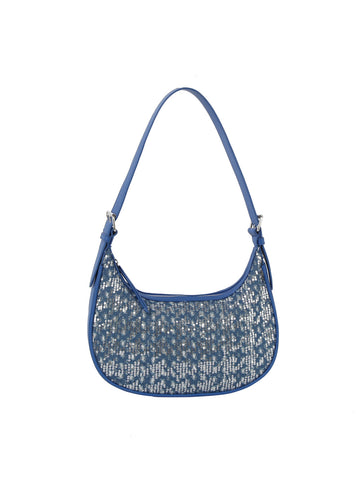 Denim And Sequin Hobo Handbag