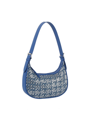 Denim And Sequin Hobo Handbag