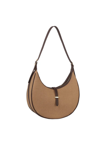 Contrast Trim Simple Strap Hobo Handbag