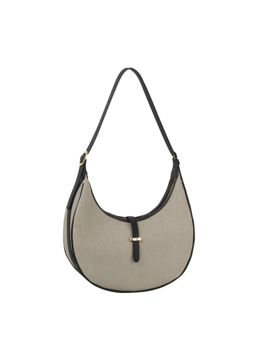 Contrast Trim Simple Strap Hobo Handbag