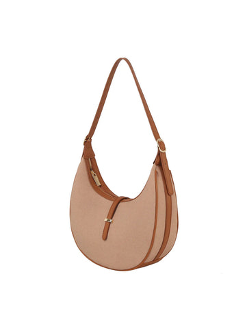 Contrast Trim Simple Strap Hobo Handbag